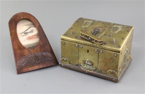 A WWI Trench Art casket, casket 9in.